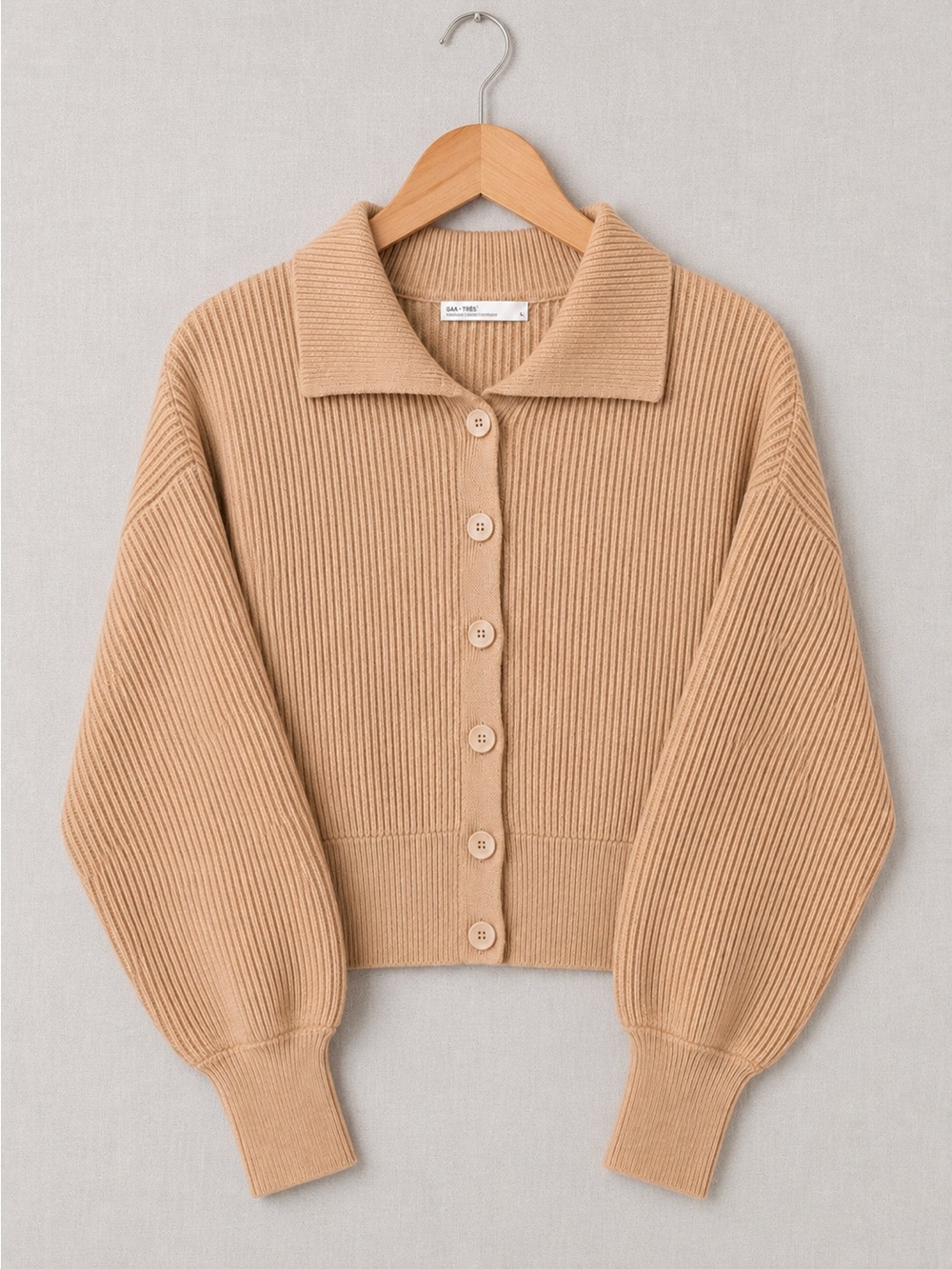 OAK + FORT Ribbed Button-Up Cardigan - Beige